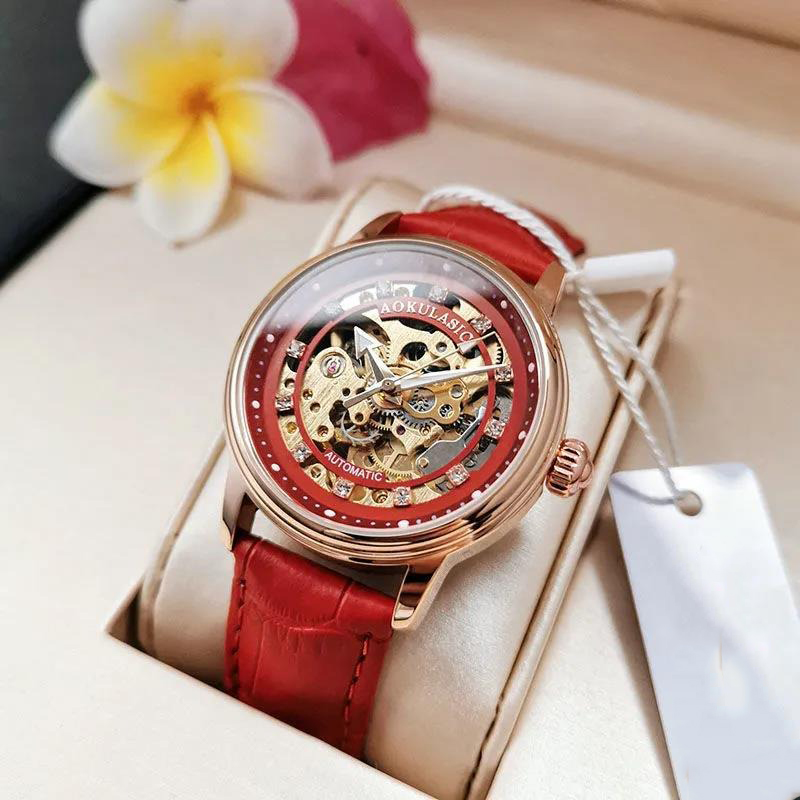 Watch Winder Compact - Ladies Hollow Diamond Automatic Mechanical Watch