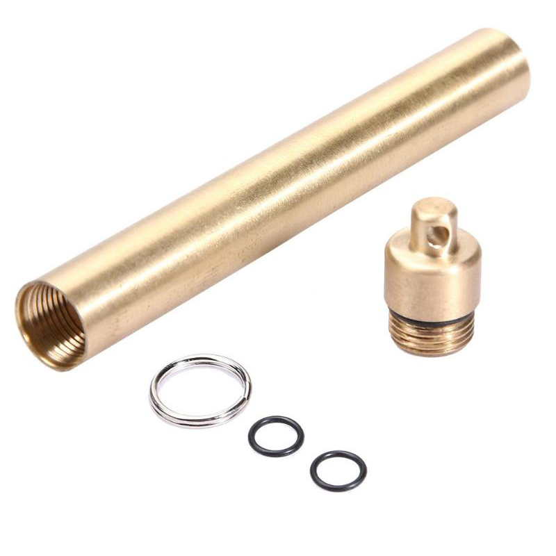 Pill Fob Capsule - Brass Airtight Watertight Storage Container Dry