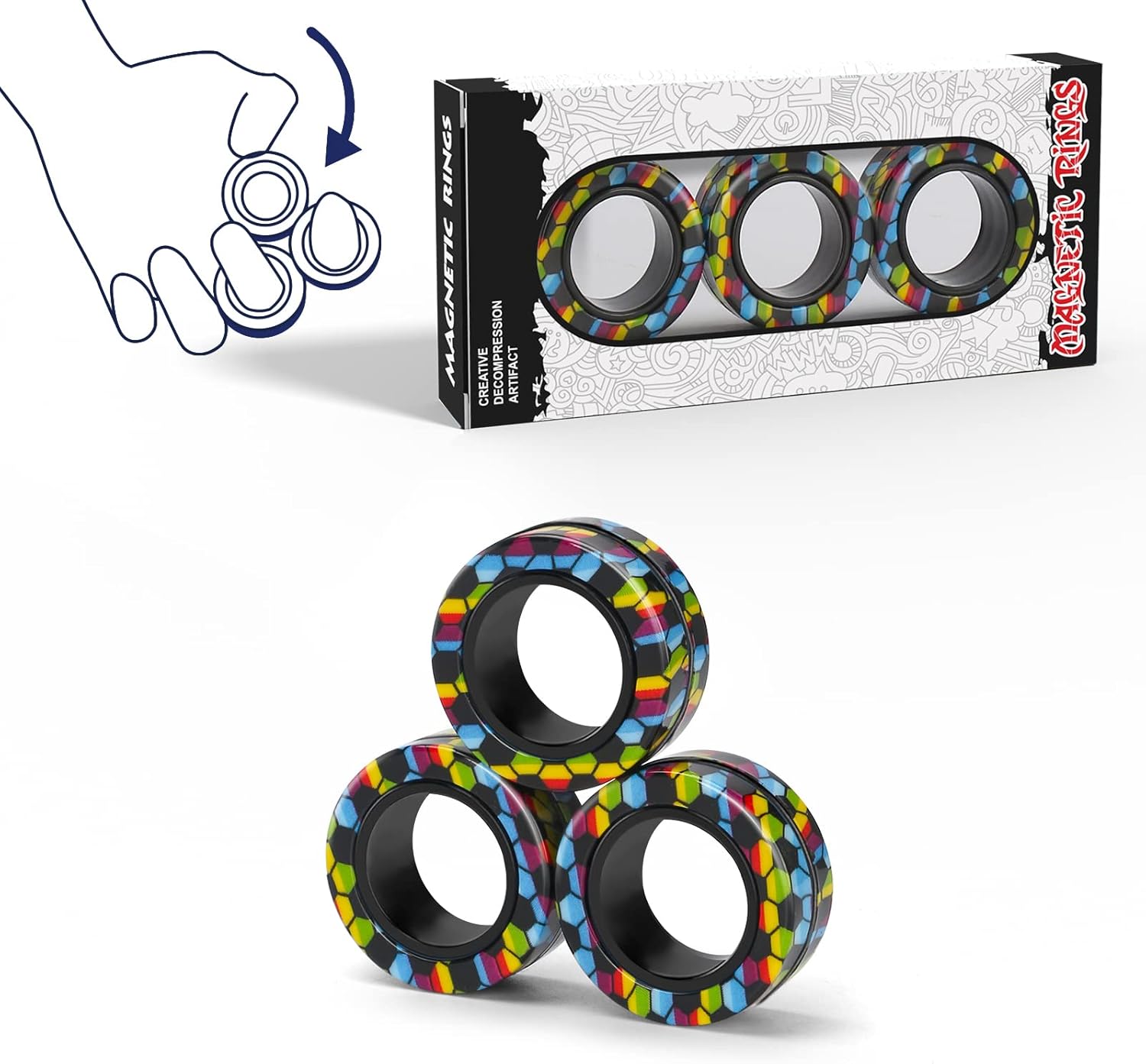 Magnetic Rings Fidget Toy Set  - Fidget Spinner Bearing review and price
