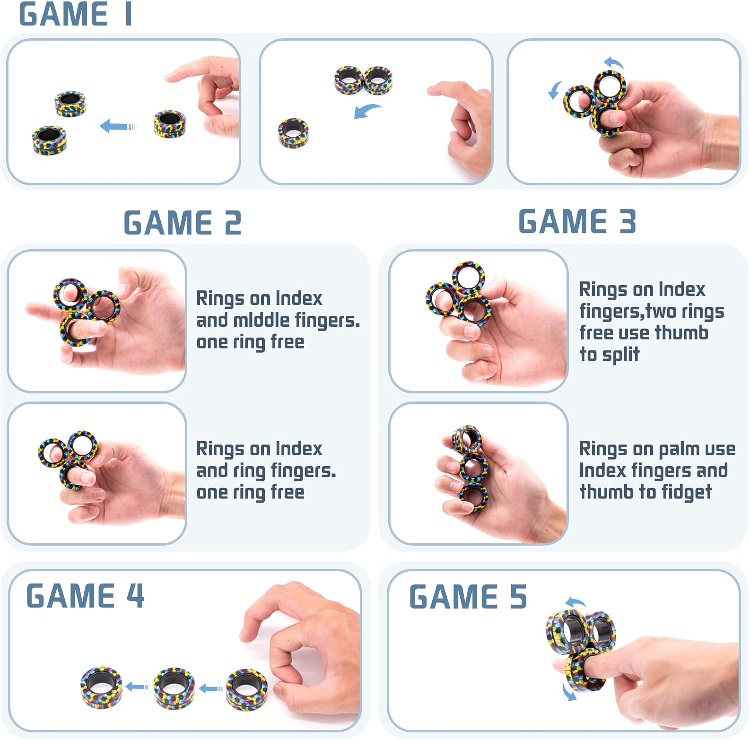 Magnetic Rings Fidget Toy Set  - Fidget Spinner Bearing review and price