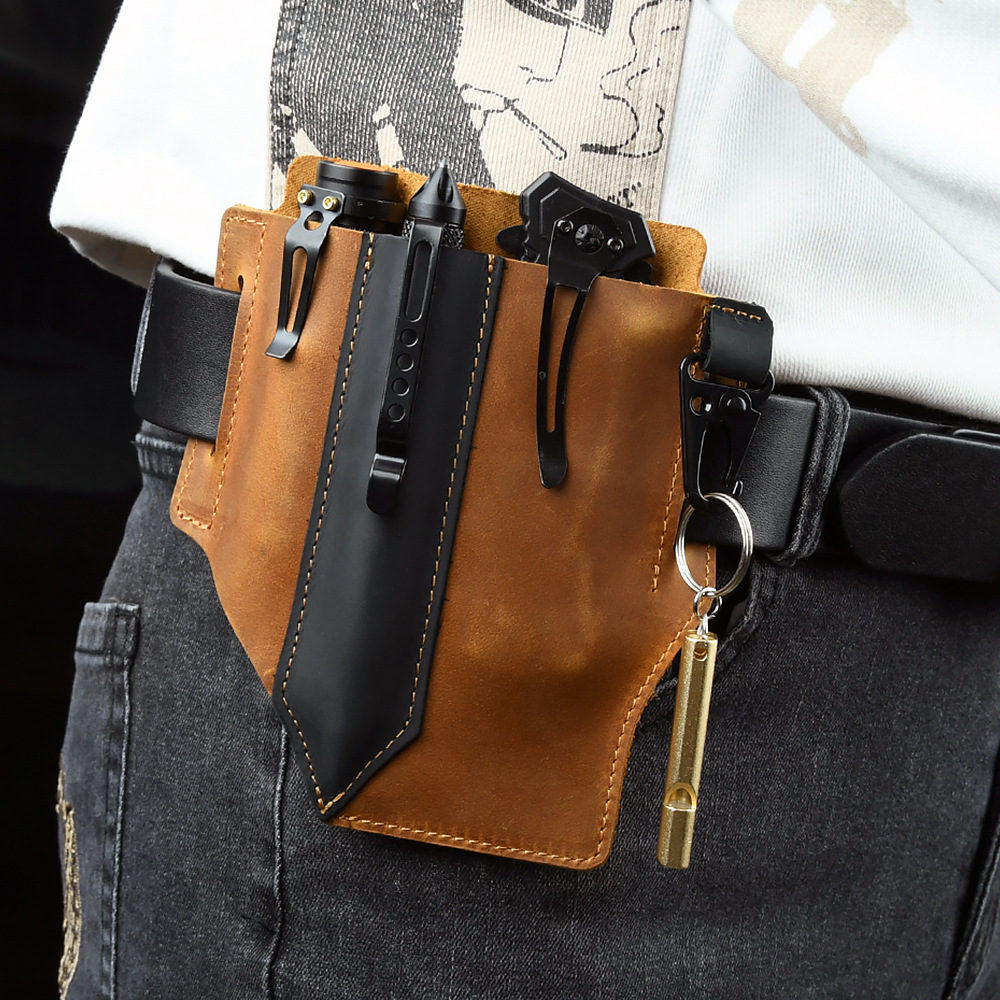 Men Travel Tactical Waist Bag  - Leather Edc. Carry Pouch review and price