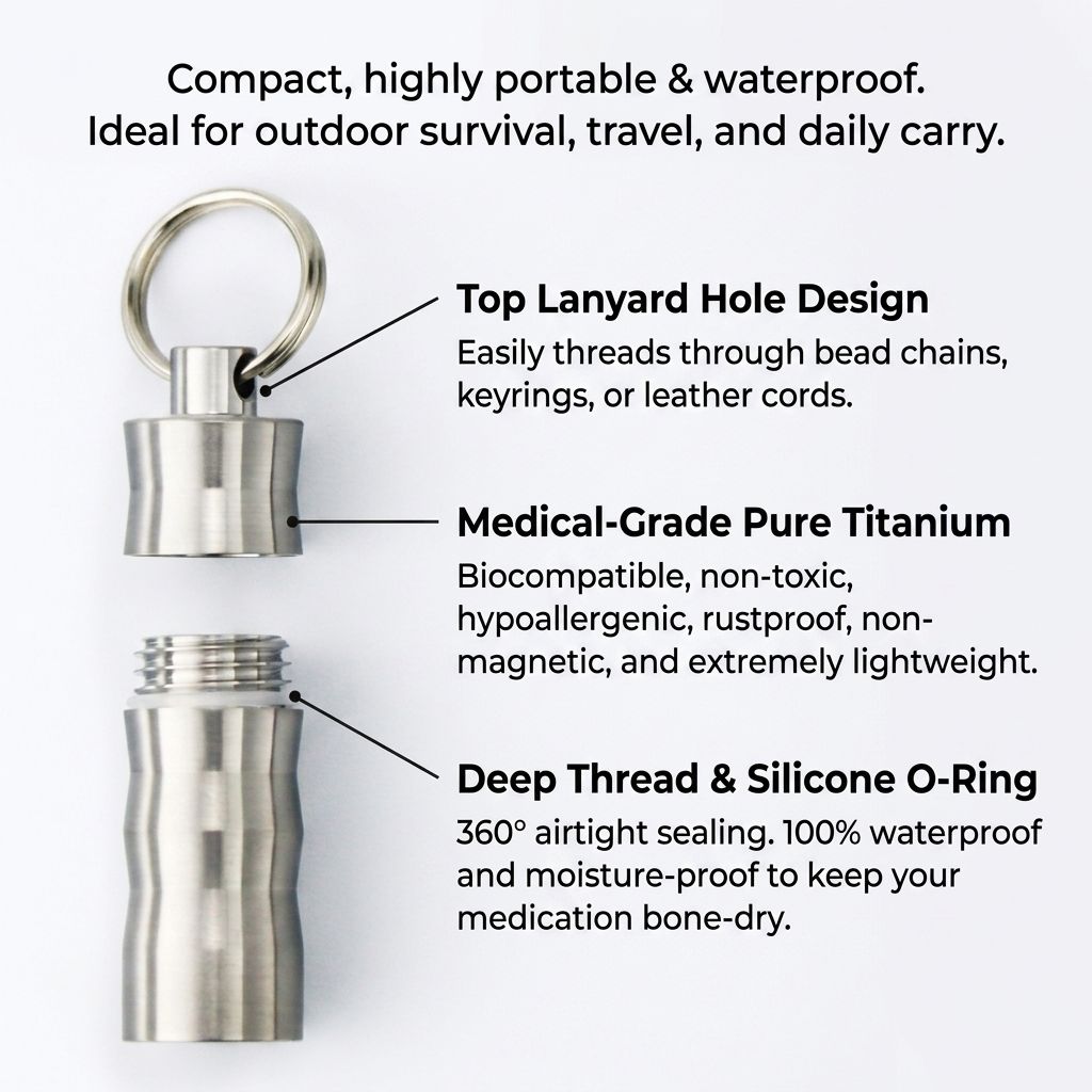 Tivosy Pure Titanium Pill Hold - Pill Fob Capsule review and price